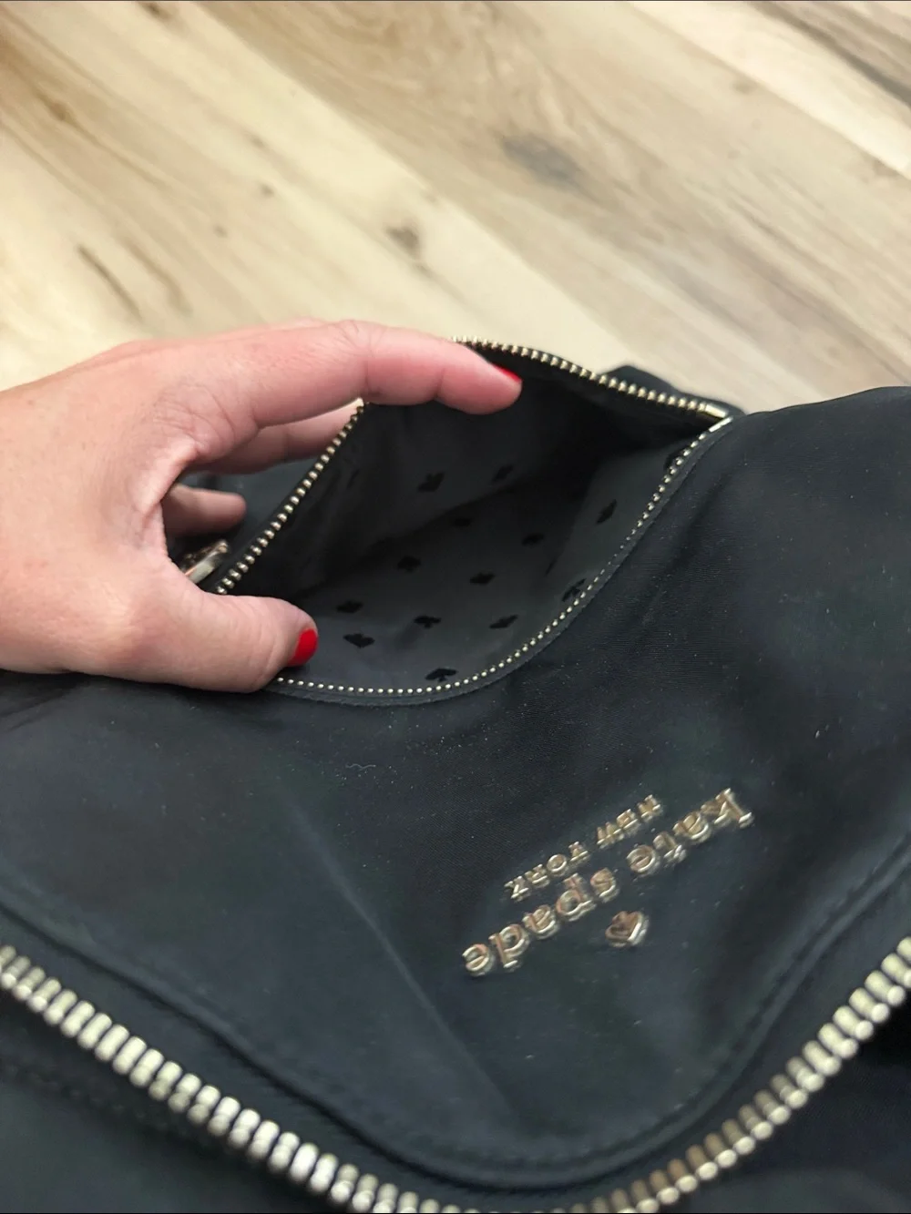 kate spade Black Nylon Mini Backpack with Heart Charm